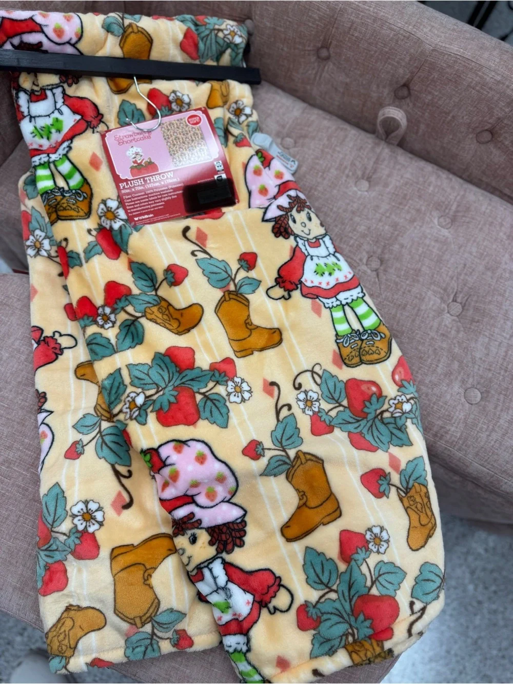 Plush Throw Blanket - Yellow Floral & Doll Print